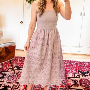 NWOT Kate Kasin Elegant Eyelet Strapless Purple Dress Size Sm